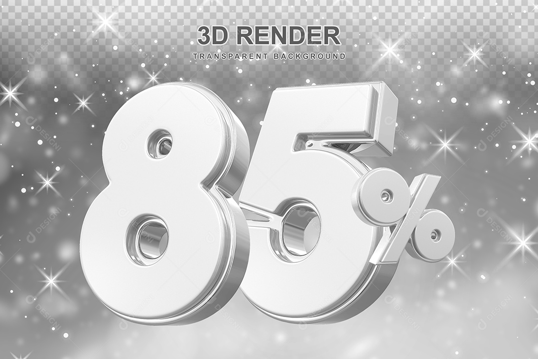 Número de Desconto 85% Elemento 3D Prata para Composição PSD