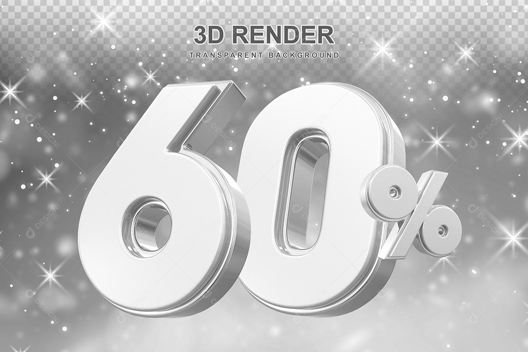 Número de Desconto 60% Elemento 3D Prata para Composição PSD