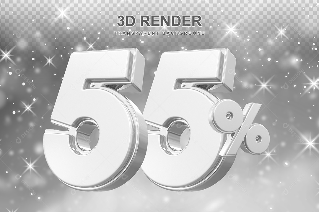Número de Desconto 55% Elemento 3D Prata para Composição PSD
