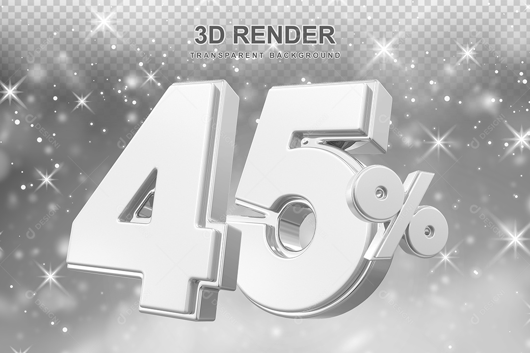 Número de Desconto 45% Elemento 3D Prata para Composição PSD