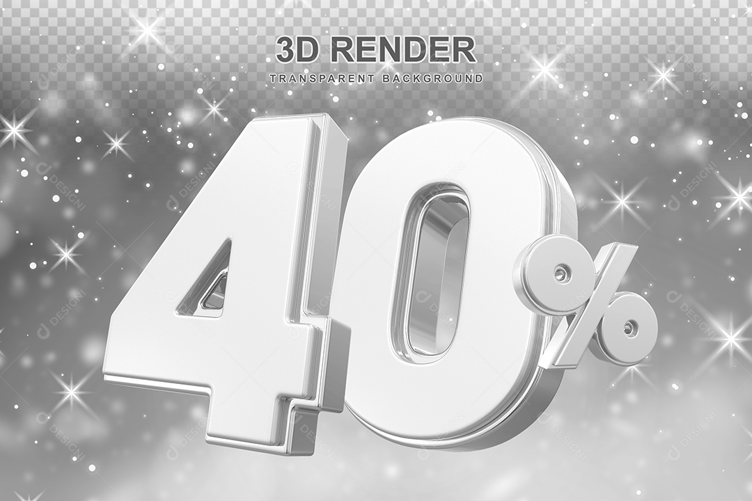Número de Desconto 40% Elemento 3D Prata para Composição PSD