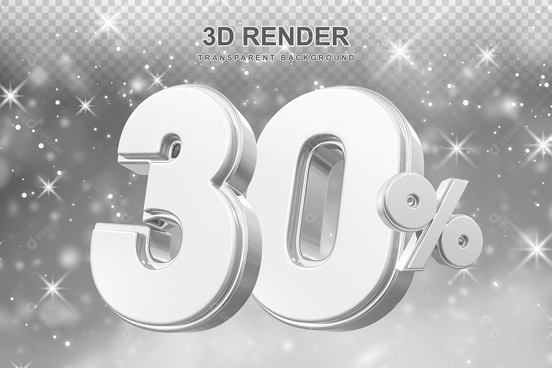 Número de Desconto 30% Elemento 3D Prata para Composição PSD