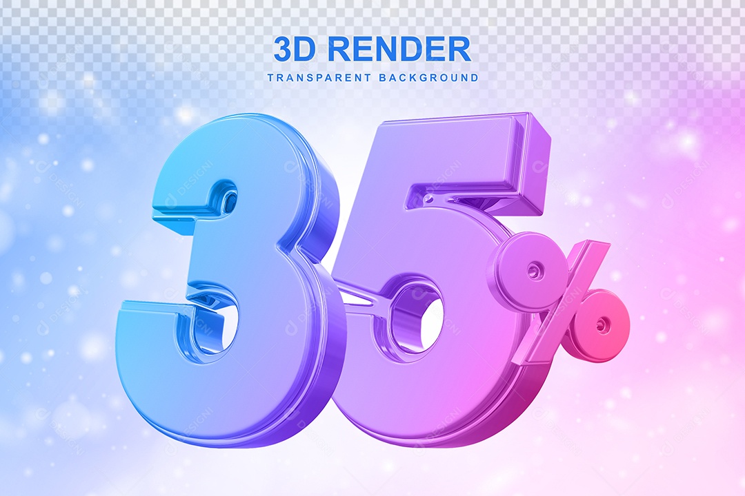 Número de Desconto 35% Elemento 3D Colorido para Composição PSD