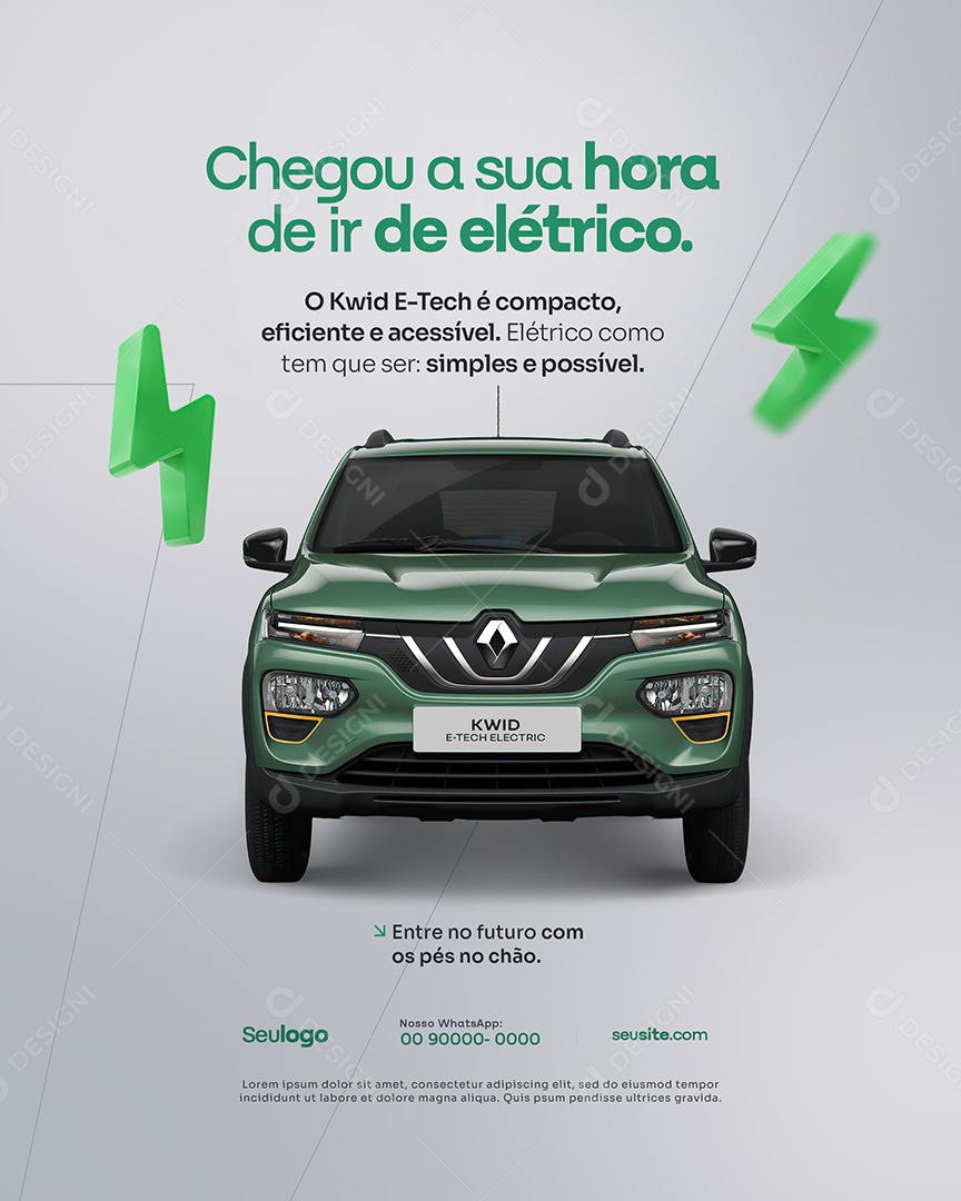 Concessionária Carros Elétricos Chegou a Sua Hora de Ir de Elétrico Social Media PSD Editável