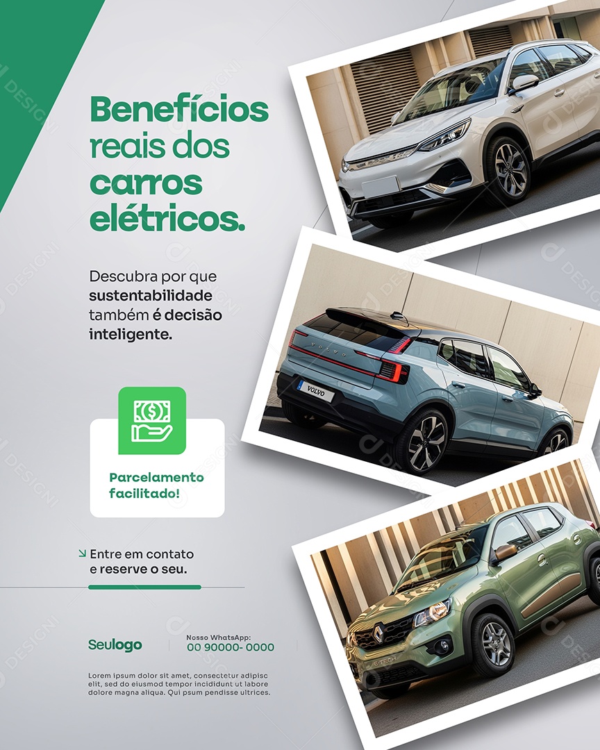 Concessionária Benefícios Reais dos Carros Elétricos Social Media PSD Editável