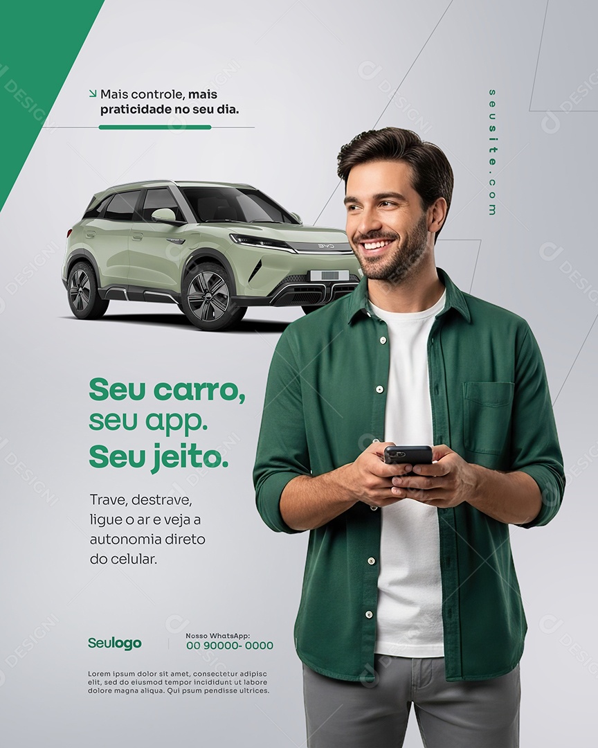 Concessionária Carros Elétricos Seu Carro Seu App Seu Jeito Social Media PSD Editável