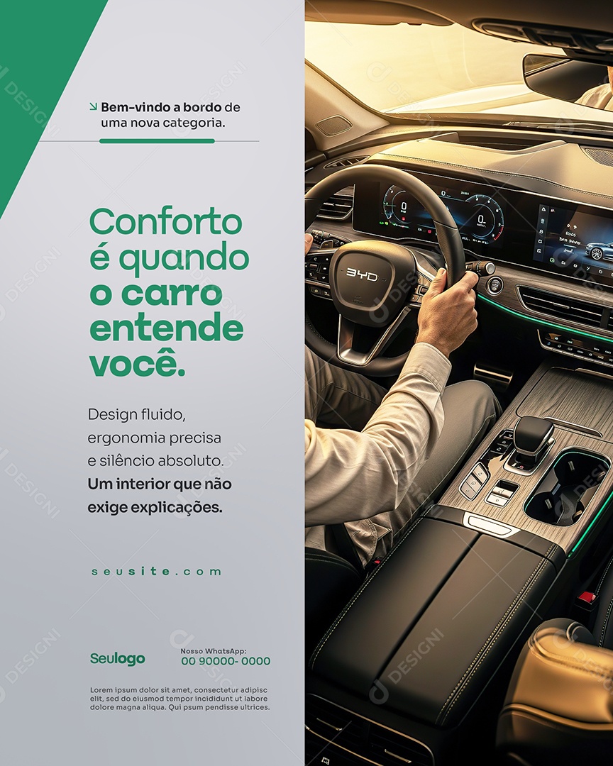Concessionária Carros Elétricos Conforto é Quando o Carro Entende Você Social Media PSD Editável