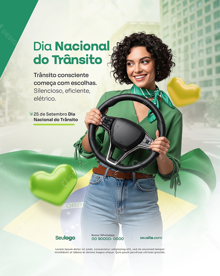 Concessionária Carros Elétricos Dia Nacional do Trânsito Social Media PSD Editável