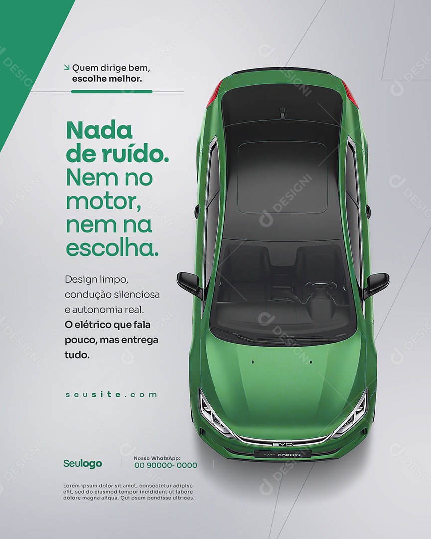 Concessionária Carros Elétricos Nada de Ruído Nem no Motor Nem na Escolha Social Media PSD Editável