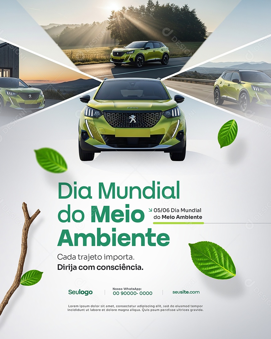 Concessionária Carros Elétricos Dia  Mundia do Meio Ambiente Social Media PSD Editável