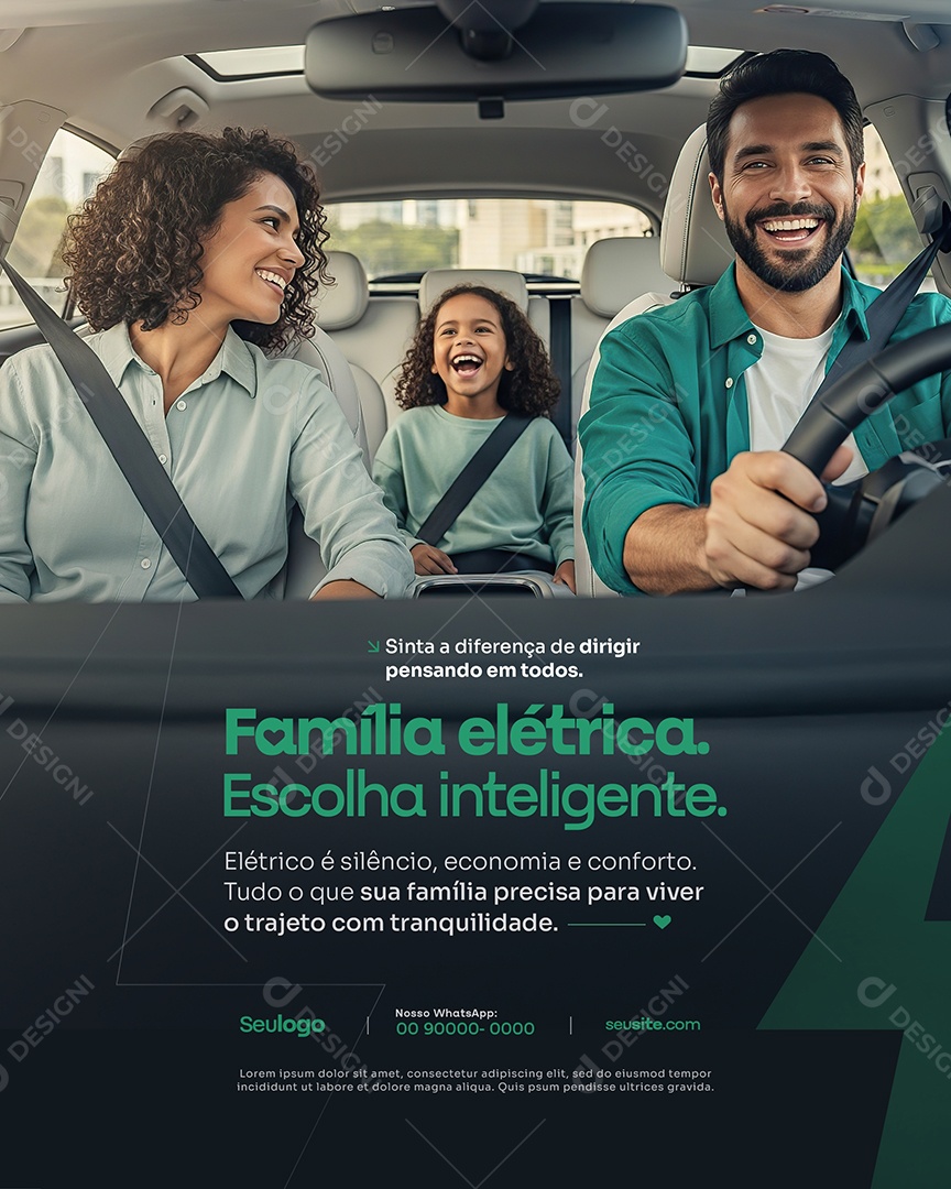 Concessionária Carros Elétricos Família Elétrica Escolha Inteligente Social Media PSD Editável