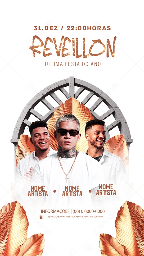 Story flyer Reveillon Evento de Ano Novo Social Media PSD Editável