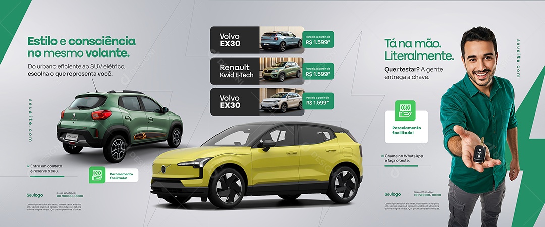 Carrossel Concessionária Carros Elétricos Tá na Mão Social Media PSD Editável