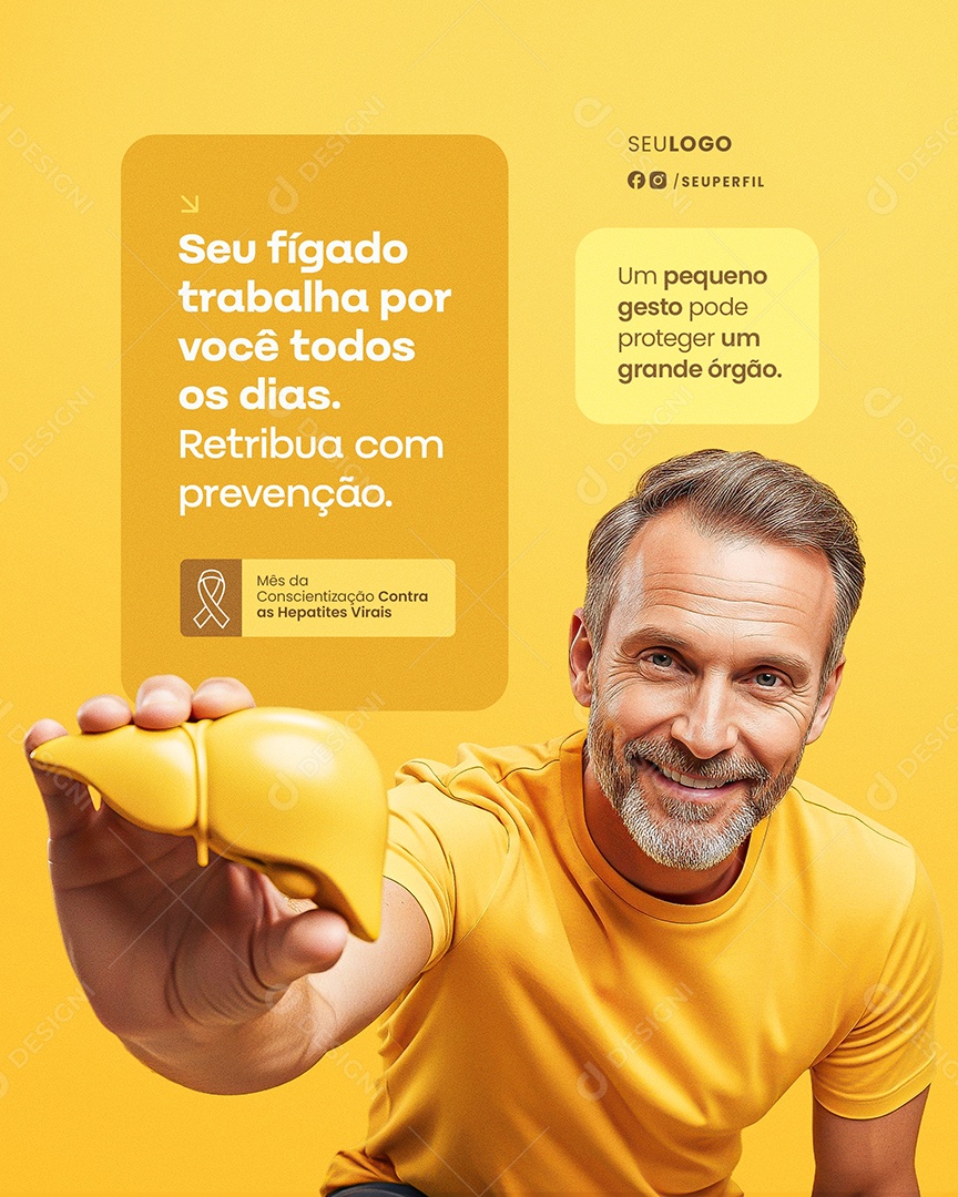 Julho Amarelo Seu Fígado Trabalha Por Você Todos Os Dias Social Media PSD Editável