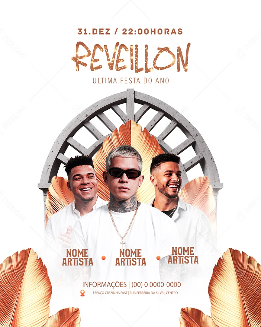 flyer Reveillon Evento de Ano Novo Social Media PSD Editável