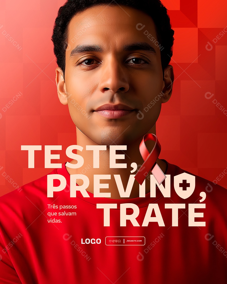 Dezembro Vermelho Três Passos Que Salvam Vidas Social Media PSD Editável