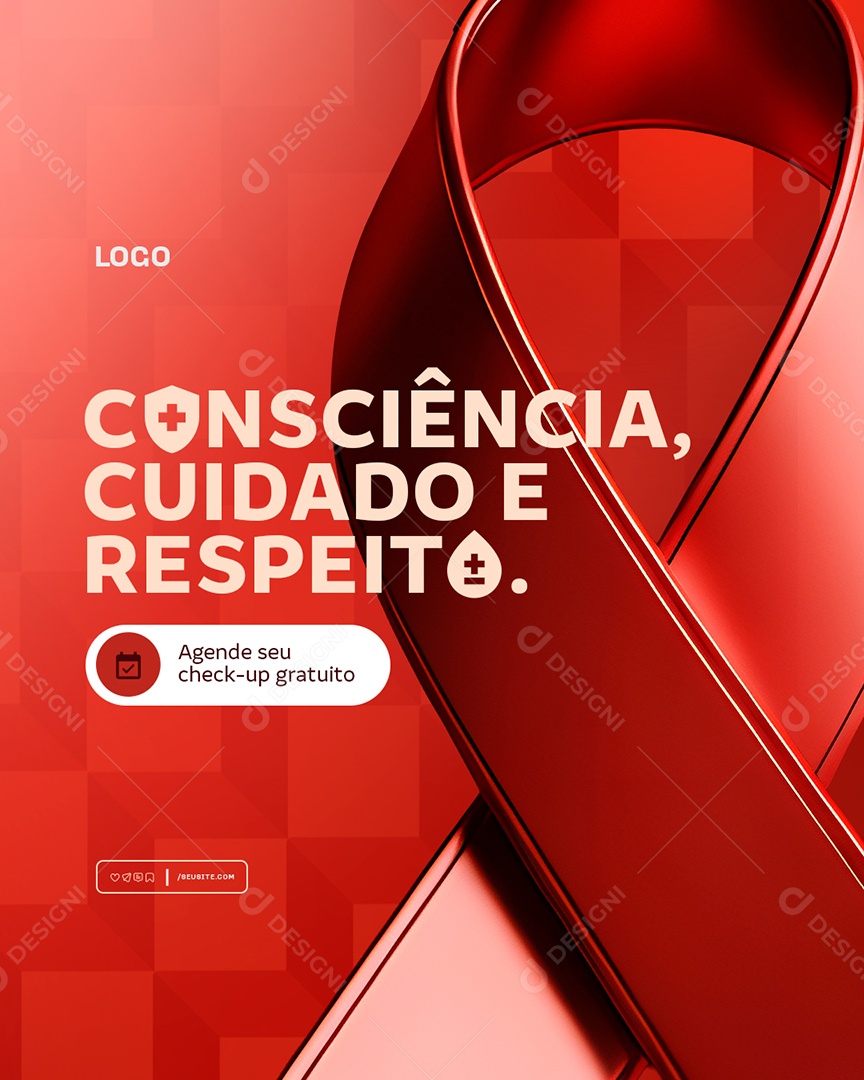 Dezembro Vermelho Consciência Cuidado e Respeito Social Media PSD Editável