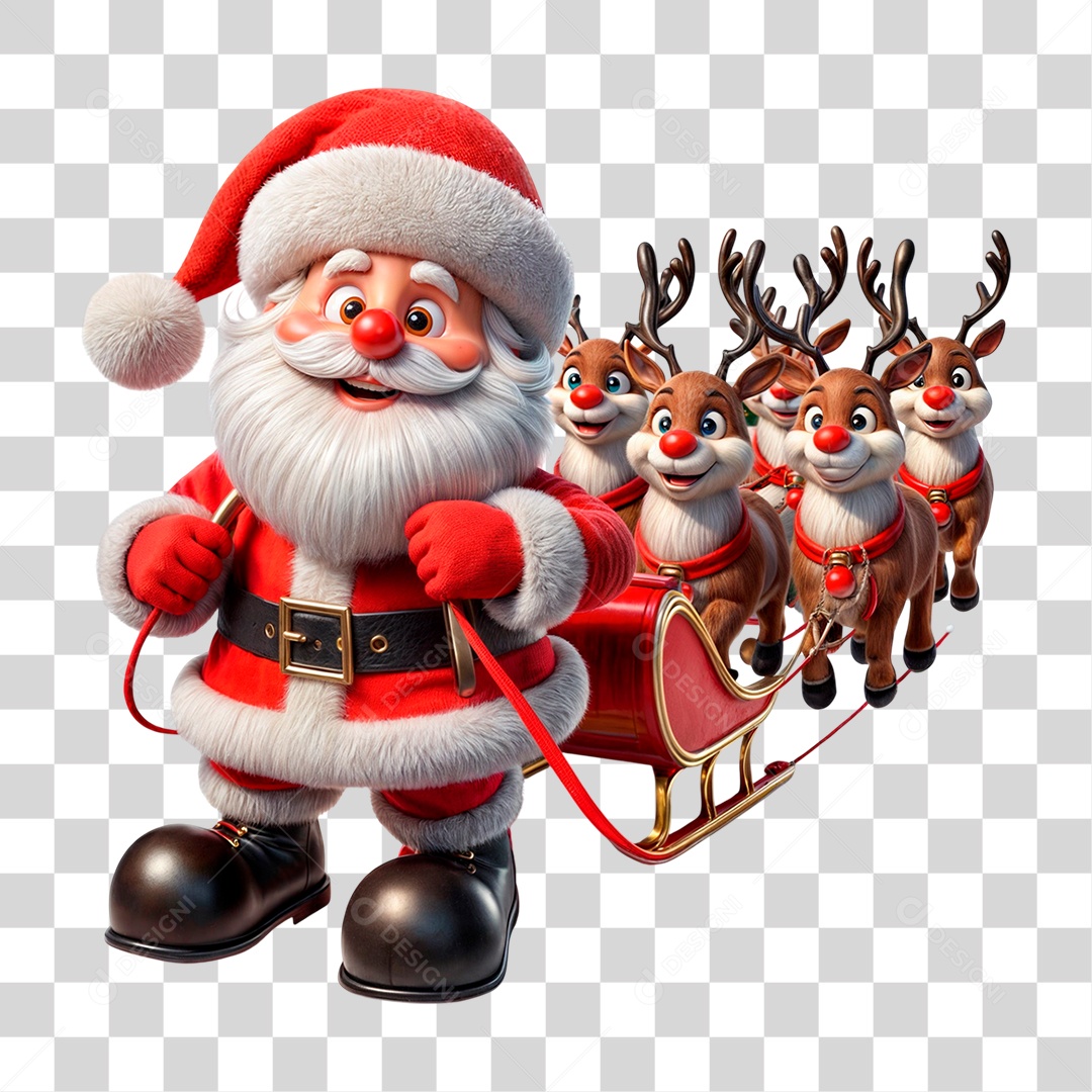 Personagem 3D Papai Noel PNG Transparente