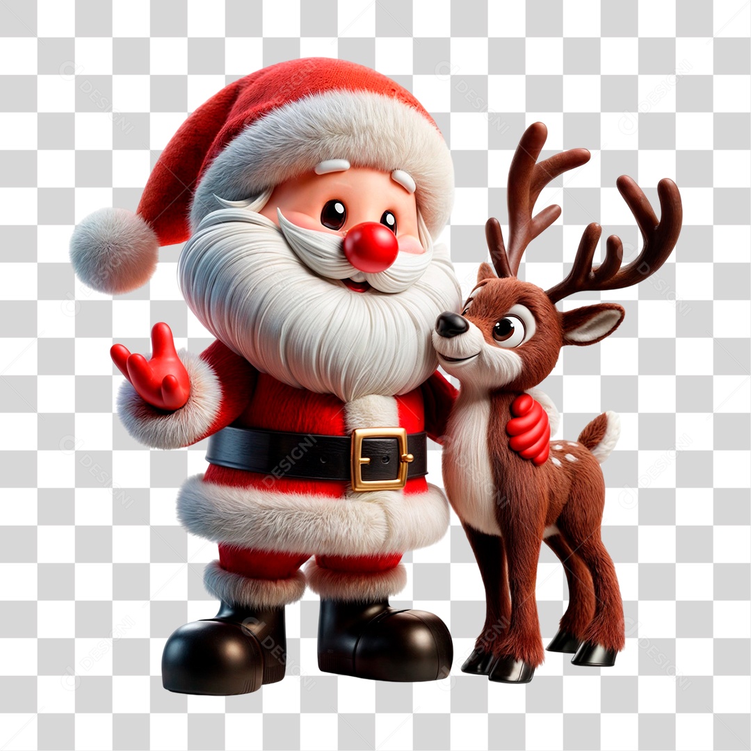 Personagem 3D Papai Noel PNG Transparente