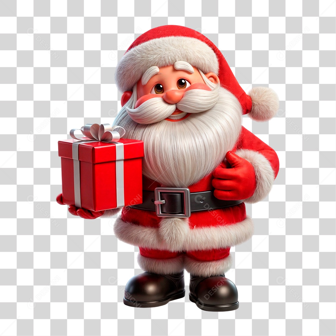 Personagem 3D Papai Noel PNG Transparente