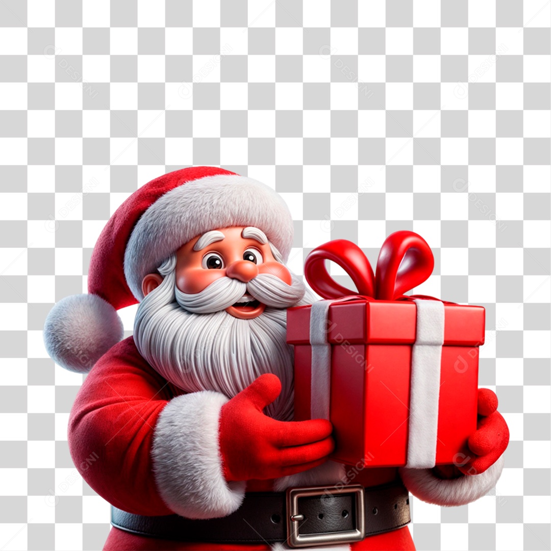 Personagem 3D Papai Noel PNG Transparente