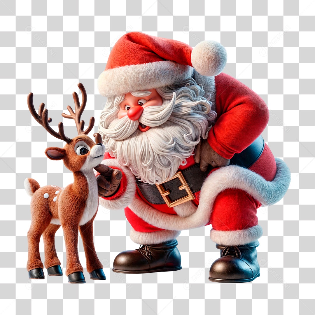 Personagem 3D Papai Noel PNG Transparente