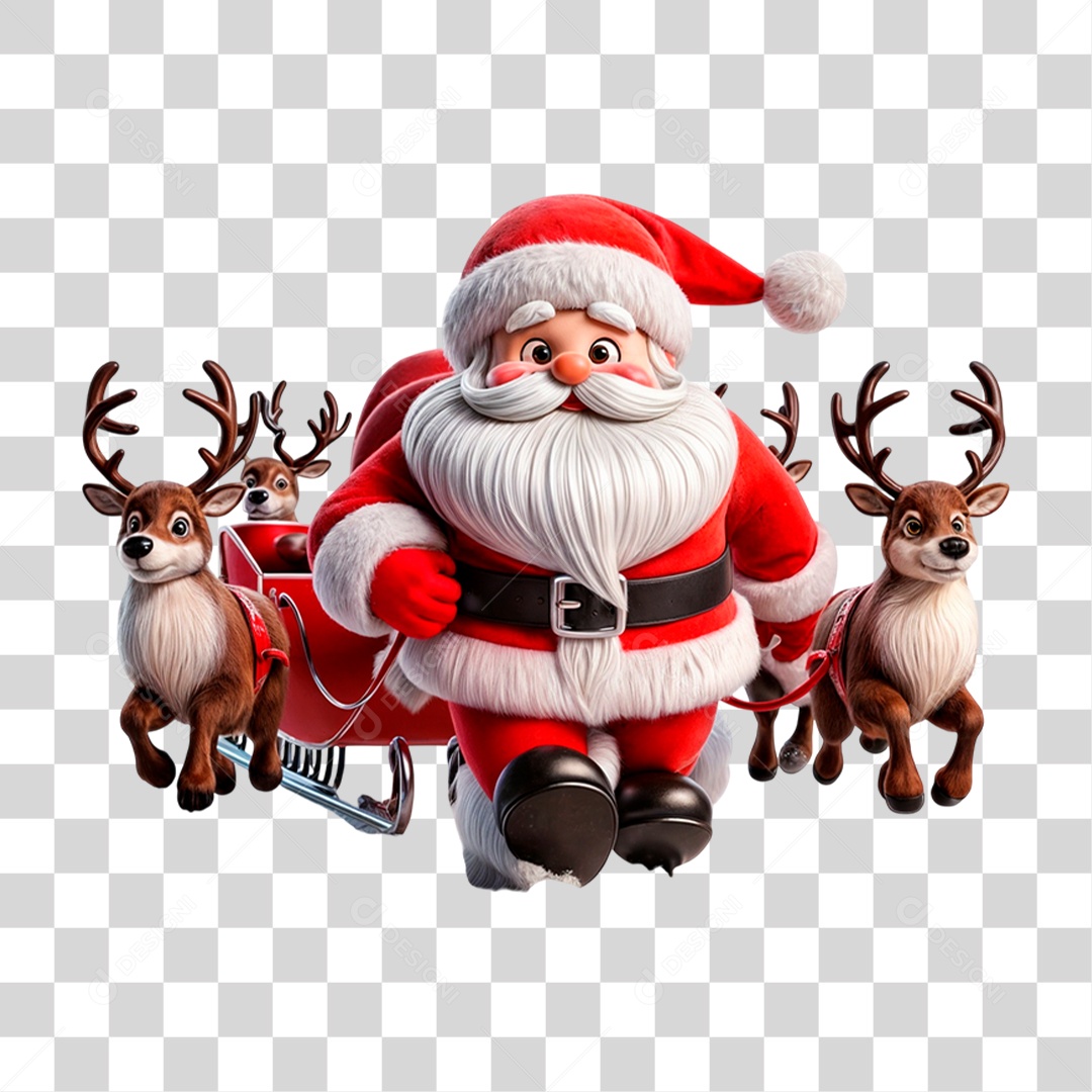 Personagem 3D Papai Noel PNG Transparente