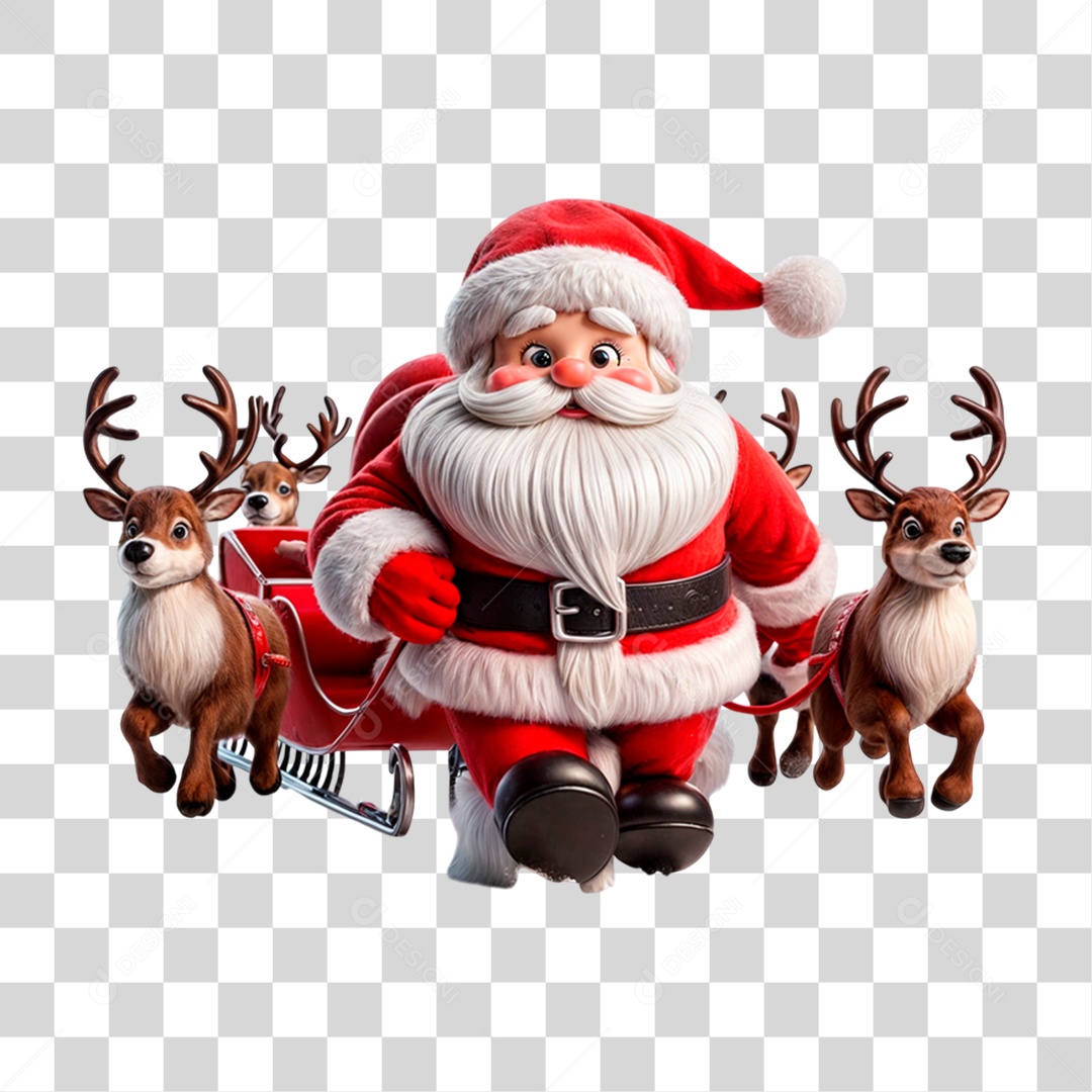 Personagem 3D Papai Noel PNG Transparente
