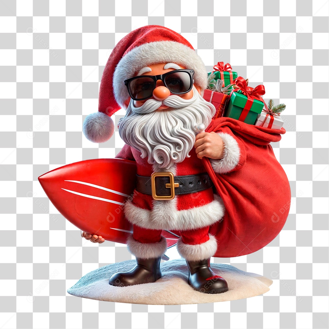 Personagem 3D Papai Noel PNG Transparente