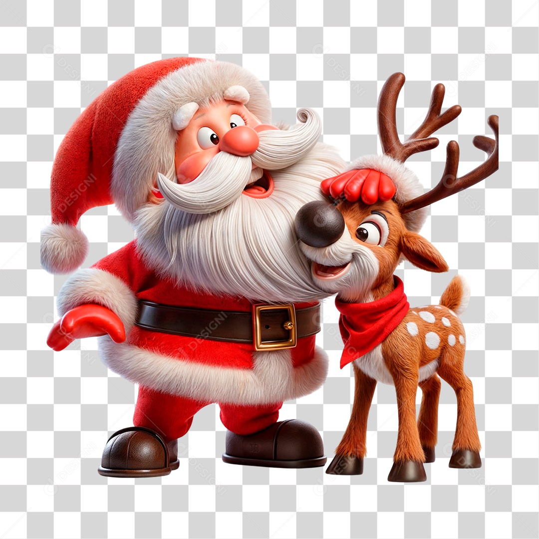 Personagem 3D Papai Noel PNG Transparente