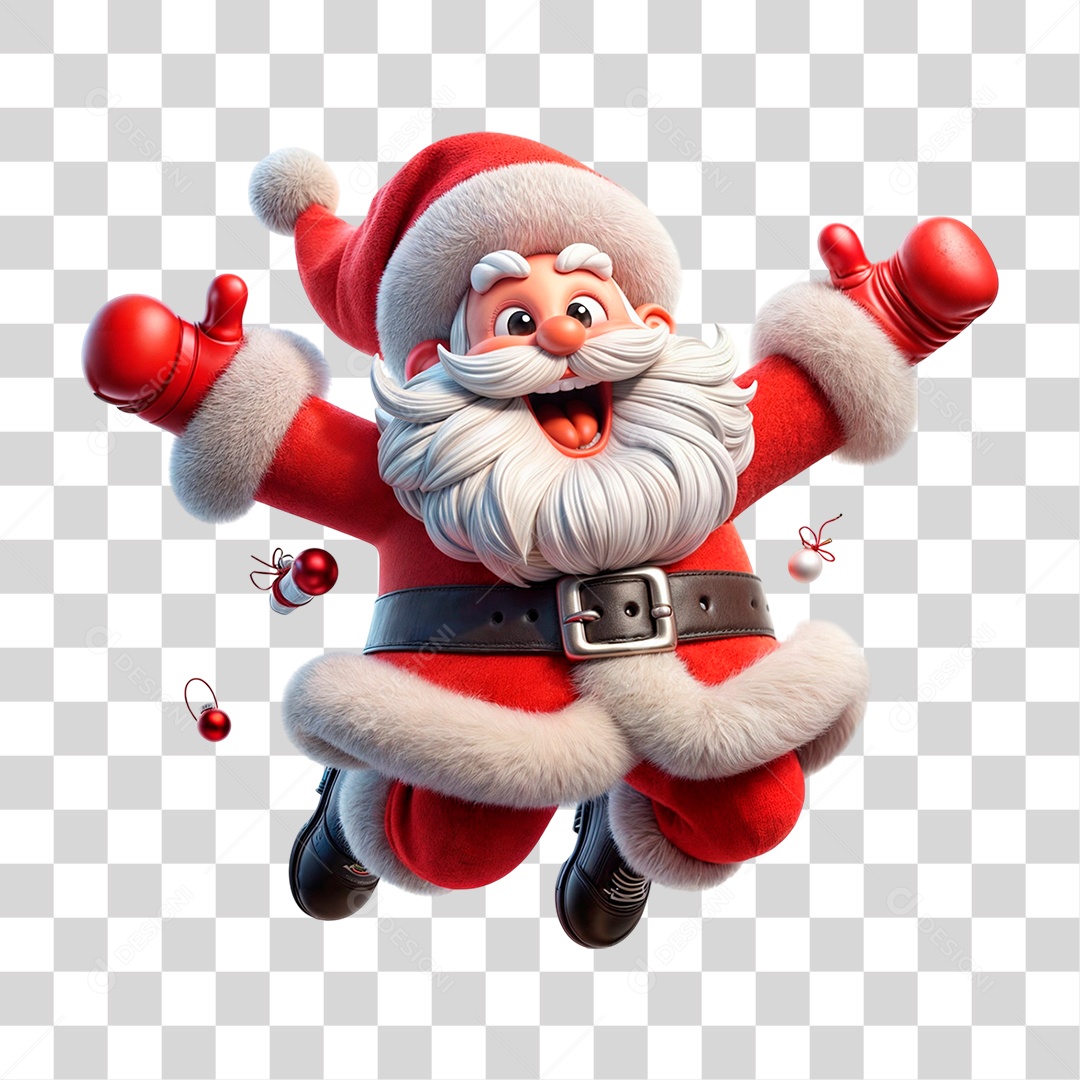 Personagem 3D Papai Noel PNG Transparente