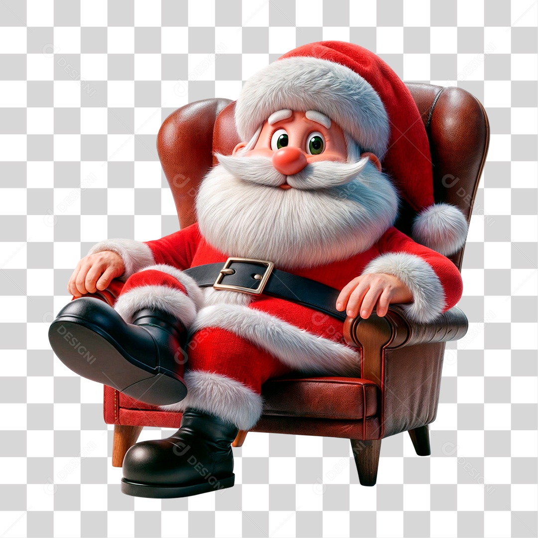 Personagem 3D Papai Noel PNG Transparente