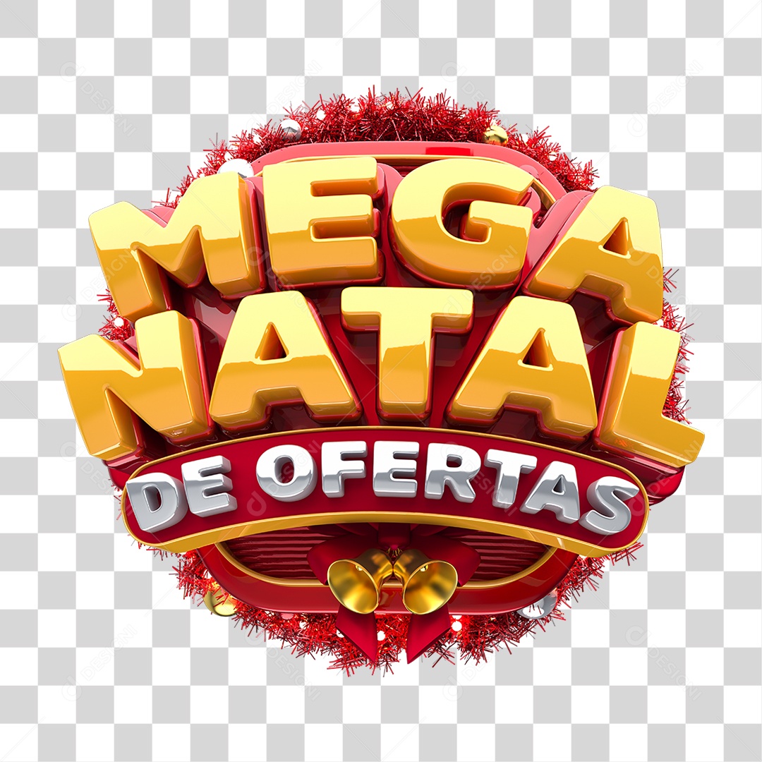 Selo 3D Mega Natal de Ofertas PNG Transparente