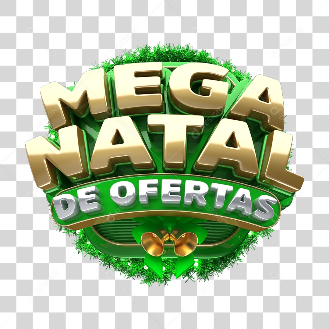 Selo 3D Mega Natal de Ofertas PNG Transparente