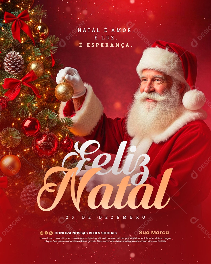 Feliz Natal 25 de Dezembro Social Media PSD Editável