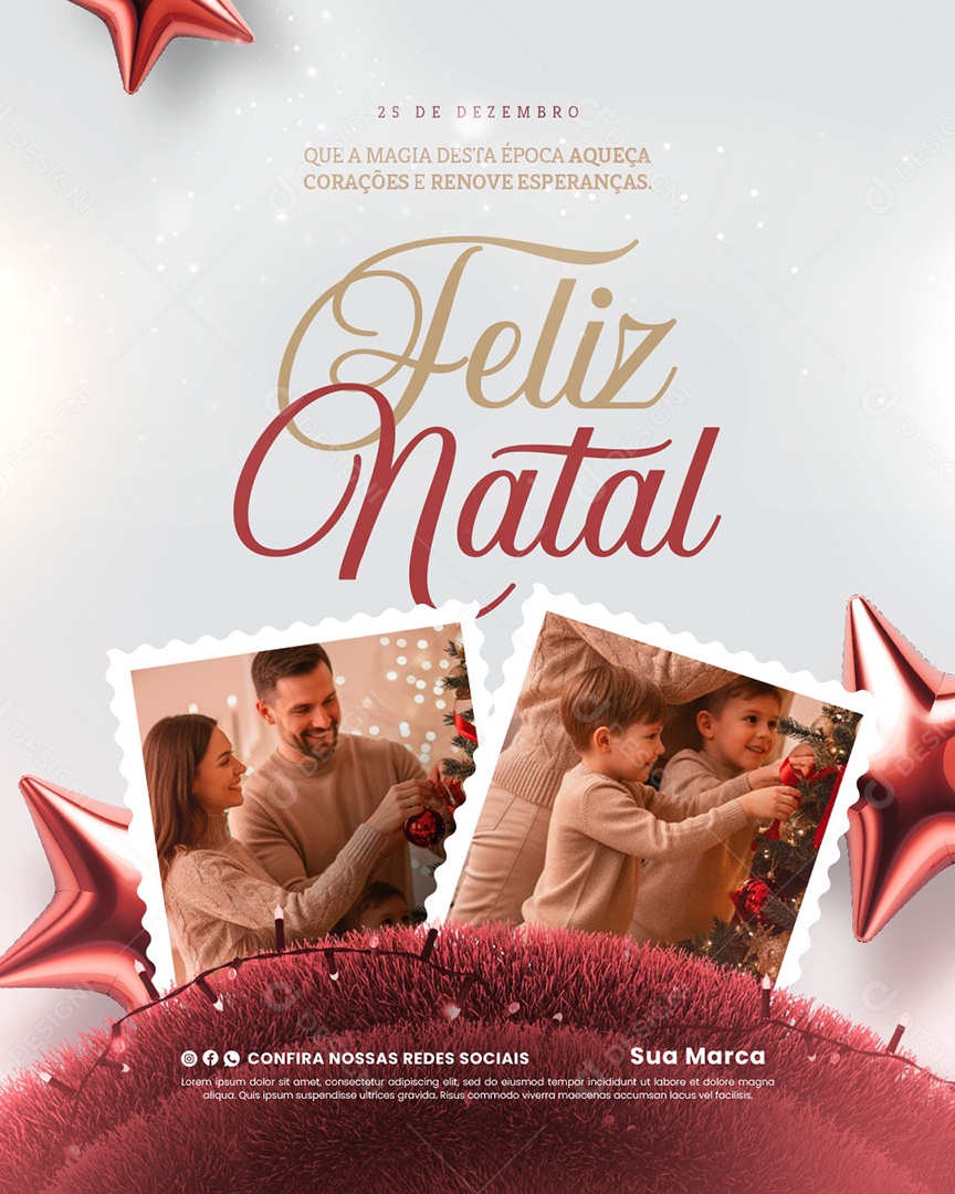 Feliz Natal 25 de Dezembro Social Media PSD Editável