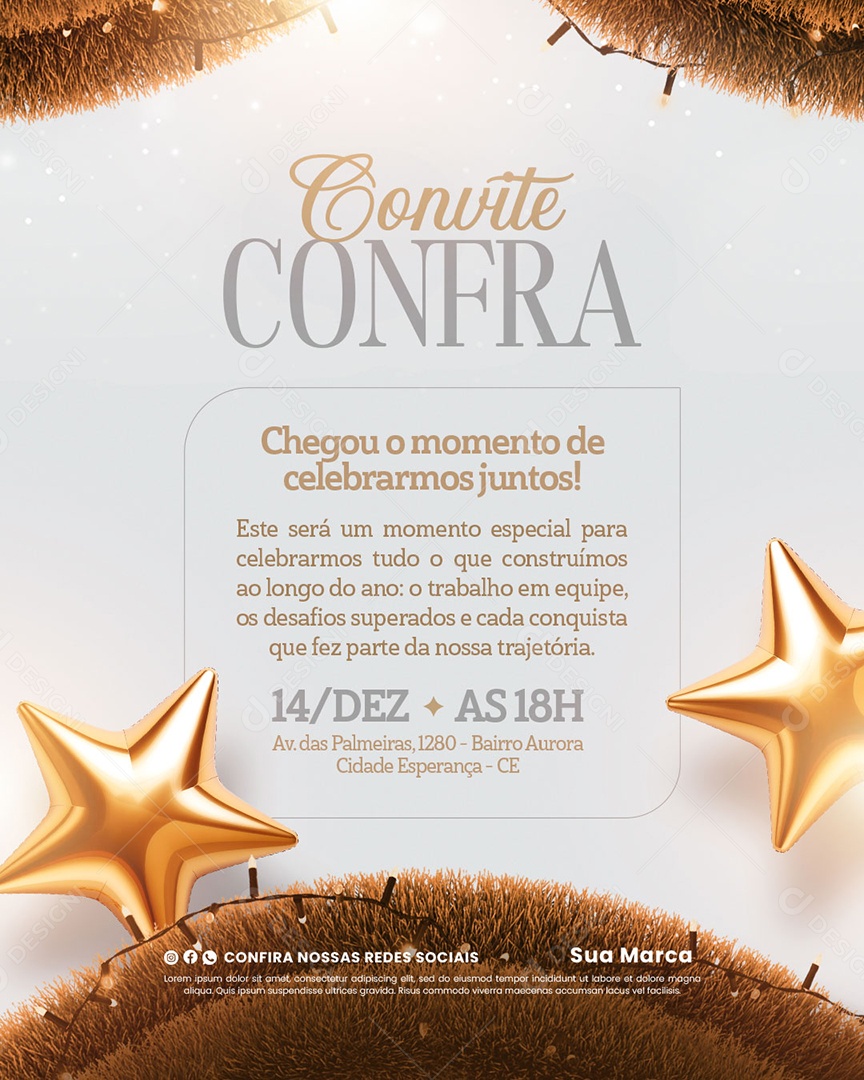 Convite de Confraternização Social Media PSD Editável