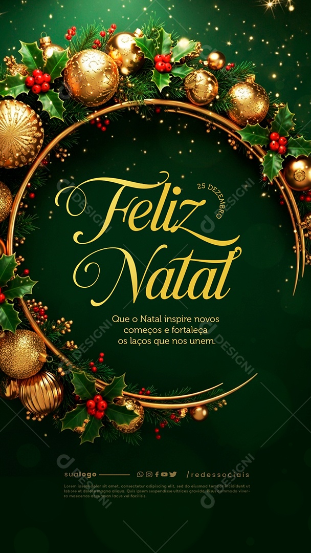 Story Feliz Natal 25 de Dezembro Social Media PSD Editável