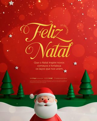 Feliz Natal 25 de Dezembro Social Media PSD Editável