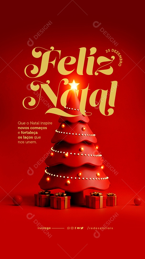 Story Feliz Natal 25 de Dezembro Social Media PSD Editável