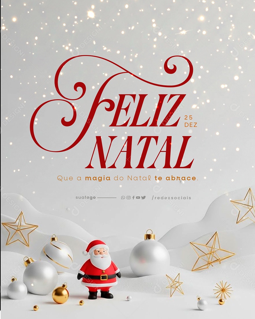 Feliz Natal 25 de Dezembro Social Media PSD Editável