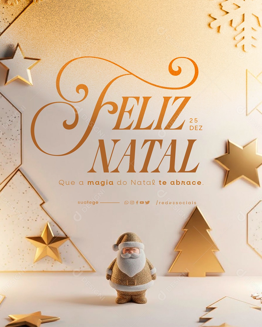Feliz Natal 25 de Dezembro Social Media PSD Editável