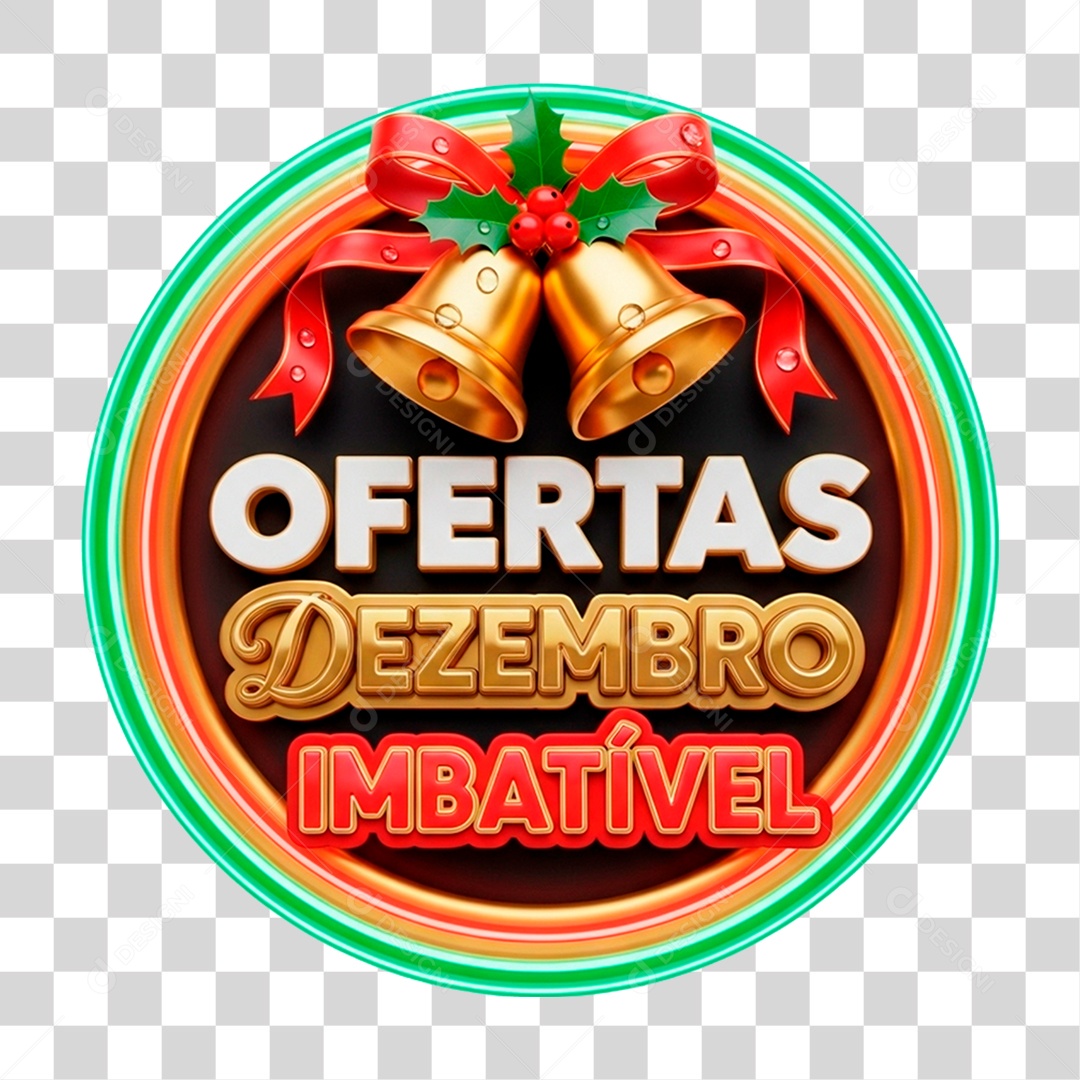 Selo 3D Ofertas de Dezembro Imbatível PNG Transparente