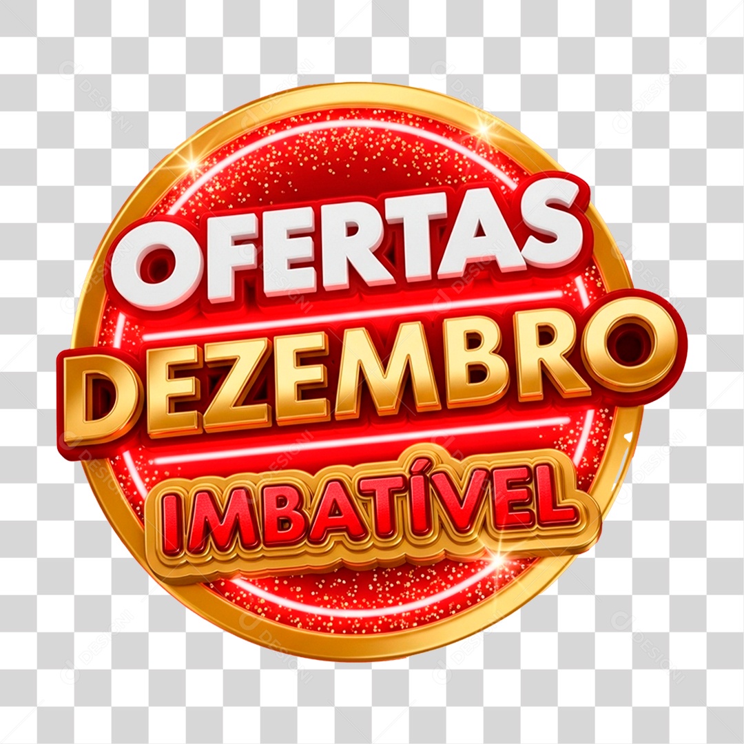 Selo 3D Ofertas de Dezembro Imbatível PNG Transparente
