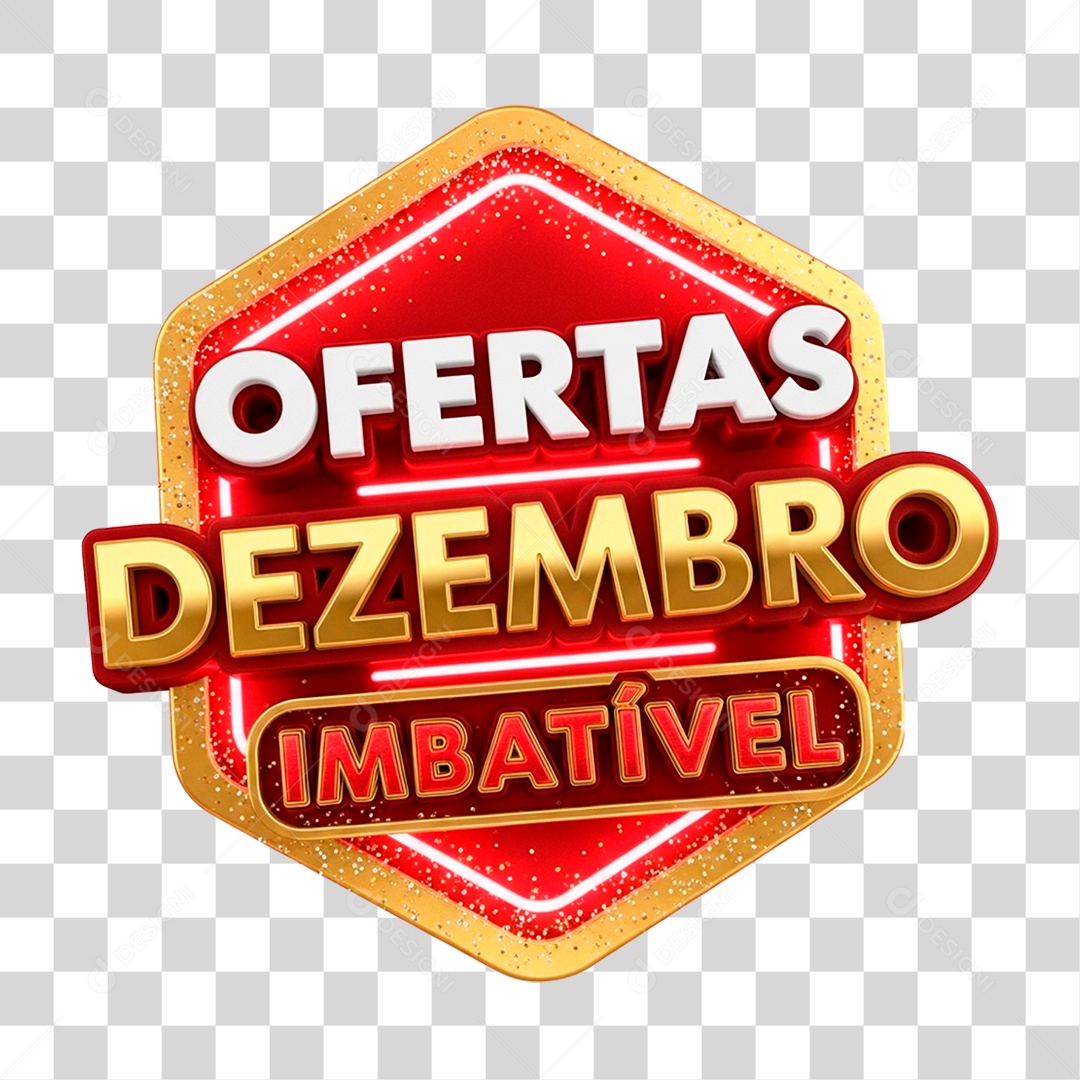 Selo 3D Ofertas de Dezembro Imbatível PNG Transparente