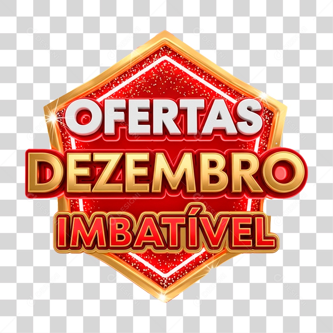 Selo 3D Ofertas de Dezembro Imbatível PNG Transparente