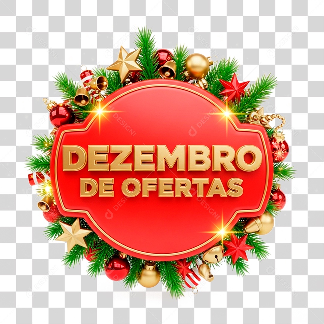 Selo 3D Dezembro de Ofertas PNG Transparente