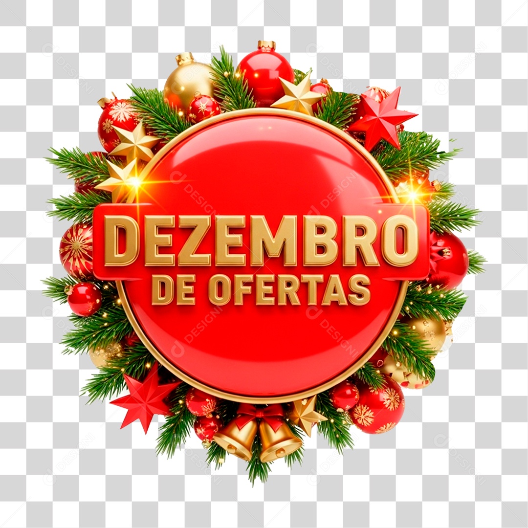 Selo 3D Dezembro de Ofertas PNG Transparente