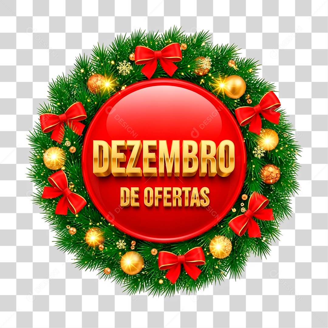 Selo 3D Dezembro de Ofertas PNG Transparente