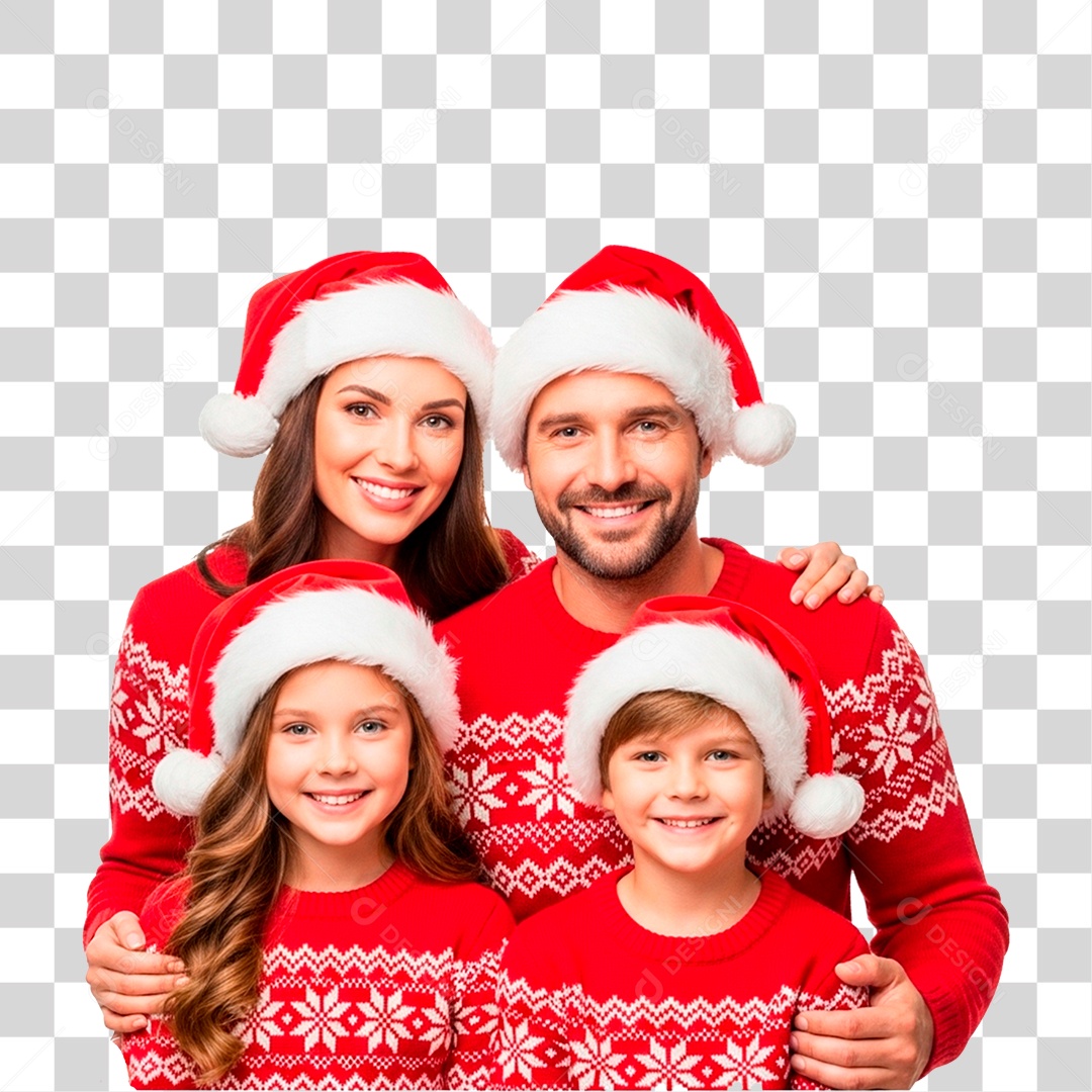 Família Feliz Usando Roupa Natalina PNG Transparente